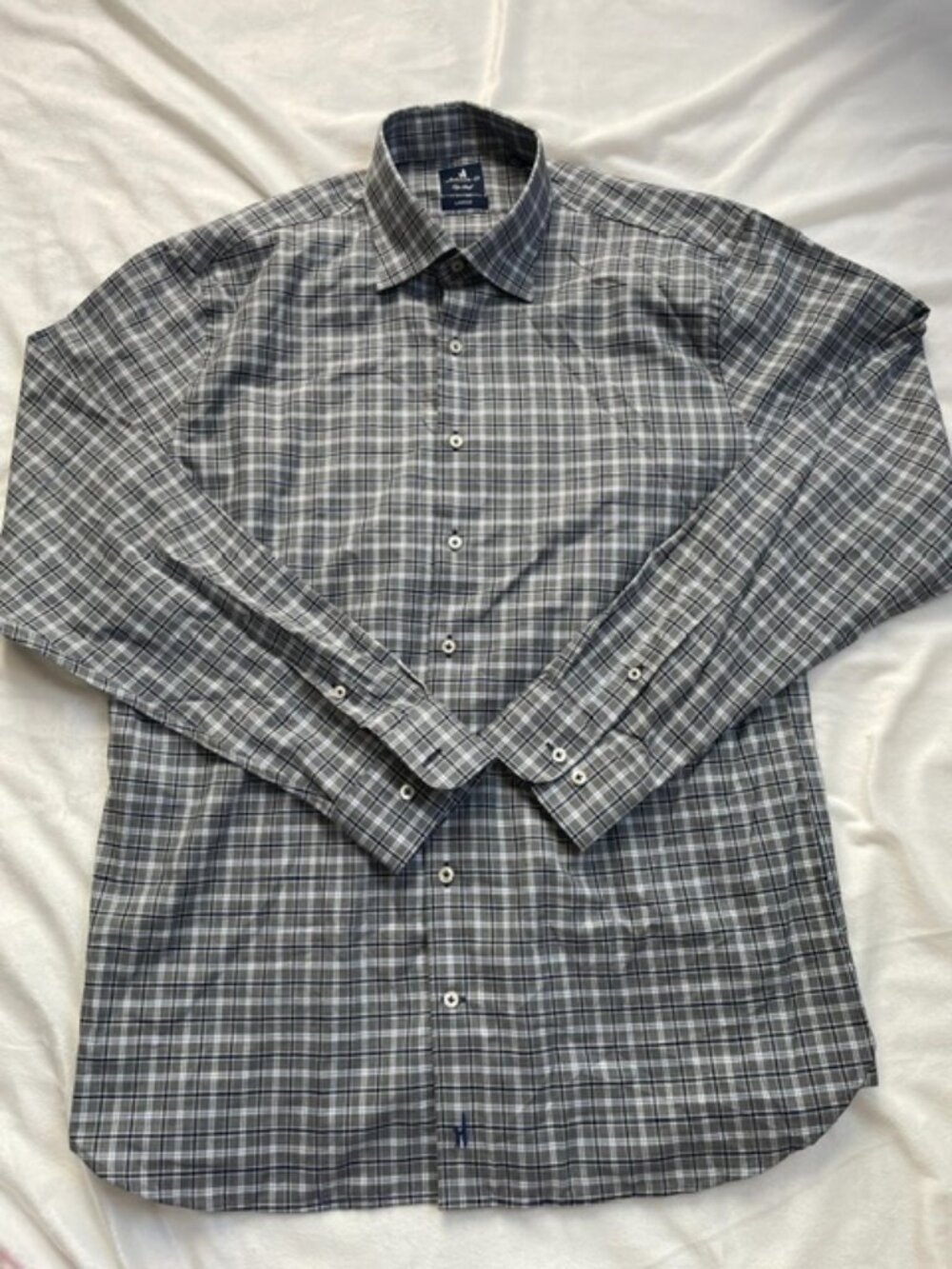 Johnnie-O Men's Long Sleeve Top Shelf Checker Plaid Shirt, Gray, Size L